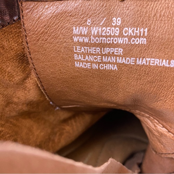 Born Crown Cranford Leather Ankle Boots 8 M Brown Wingtip Lace Up Boots - Picture 6 of 11